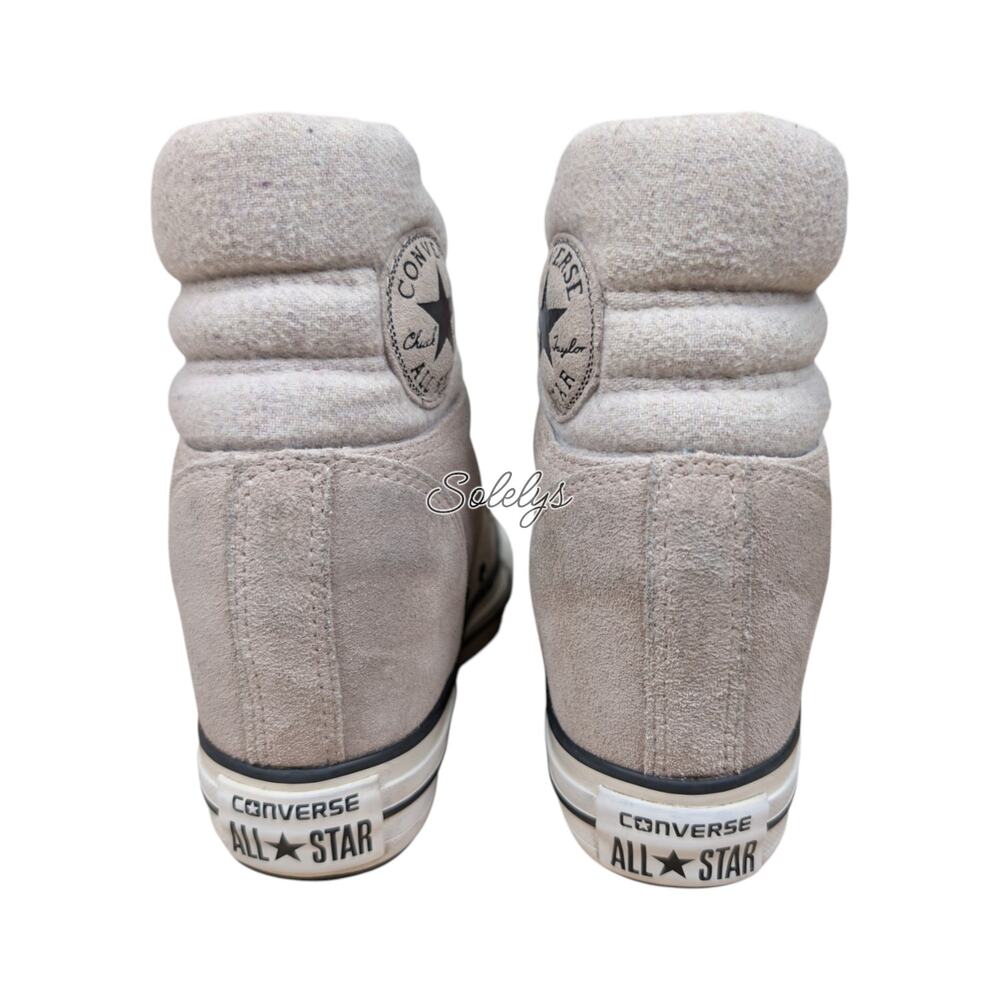 Converse 2016 Platform Plus Collar Hidden Wedge Suede High Top Gray Sneaker 8 - Picture 3 of 11
